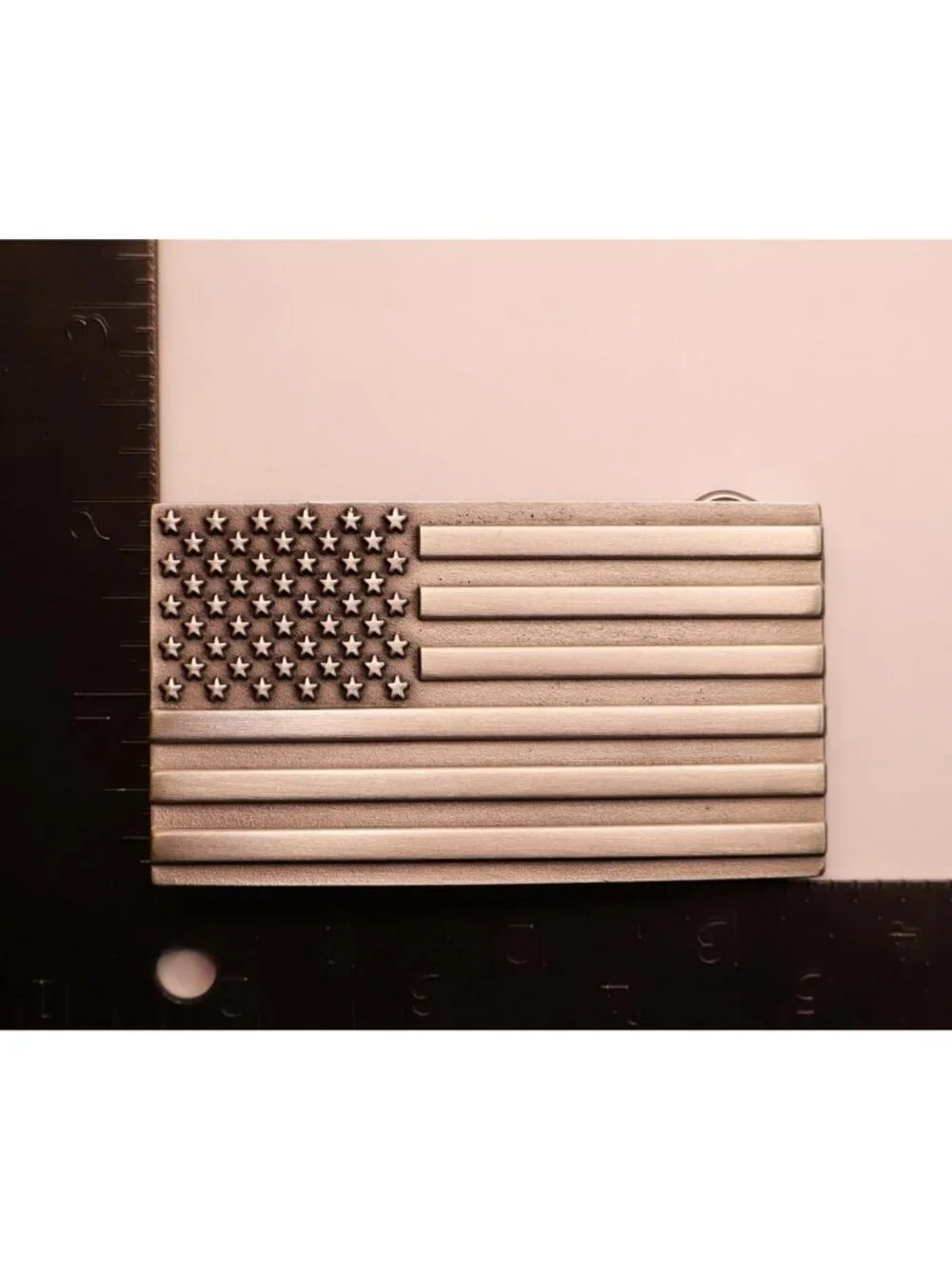 Patriotic Pewter Belt Buckle with American Flag Design - Made in USA, Great